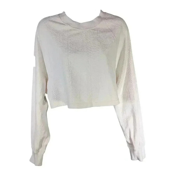Gigi C Sport Isabella Textured Pullover Cropped Long Sleeve White Women's Medium - Picture 1 of 4